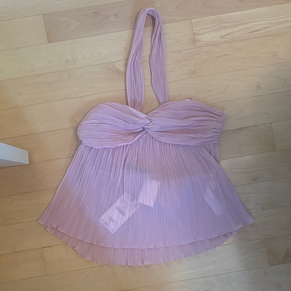 Zara Tops - Pleated Pink Halter Top